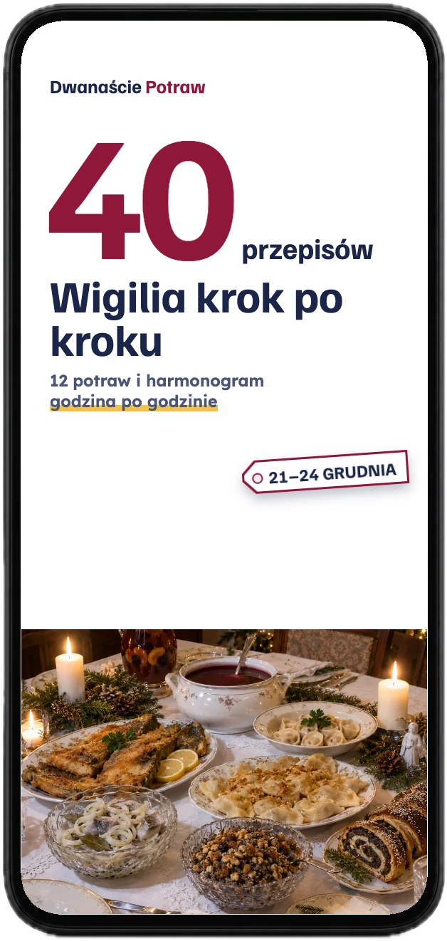 Okładka książki Wigilia krok po kroku z 40 przepisami na ekranie telefonu